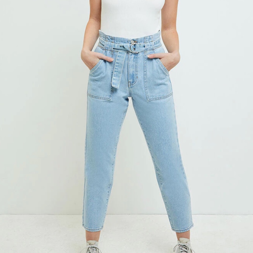 PacSun Smocked Belted Mom Jeans